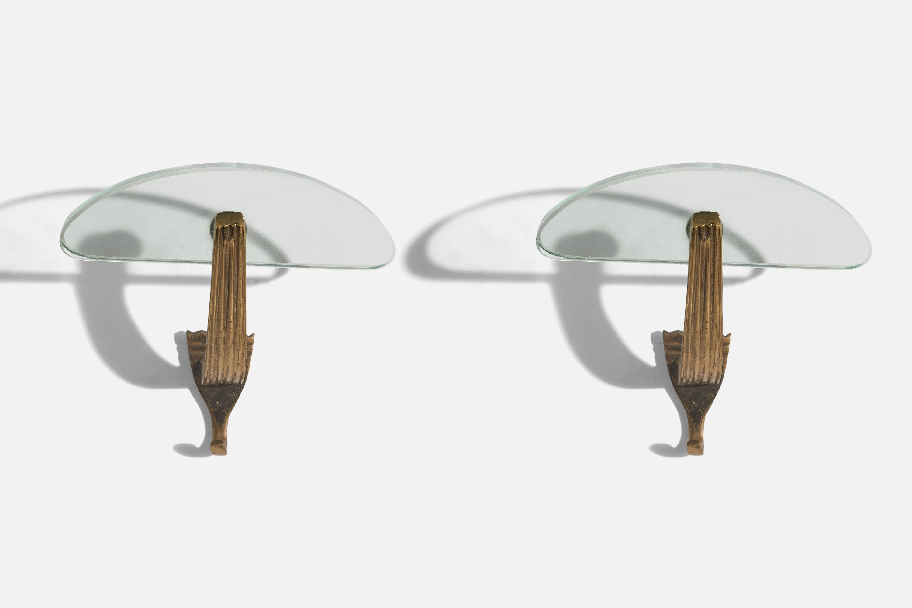 Italian Designer, Coat Hangers, Brass, Glass, Italy, 1940s