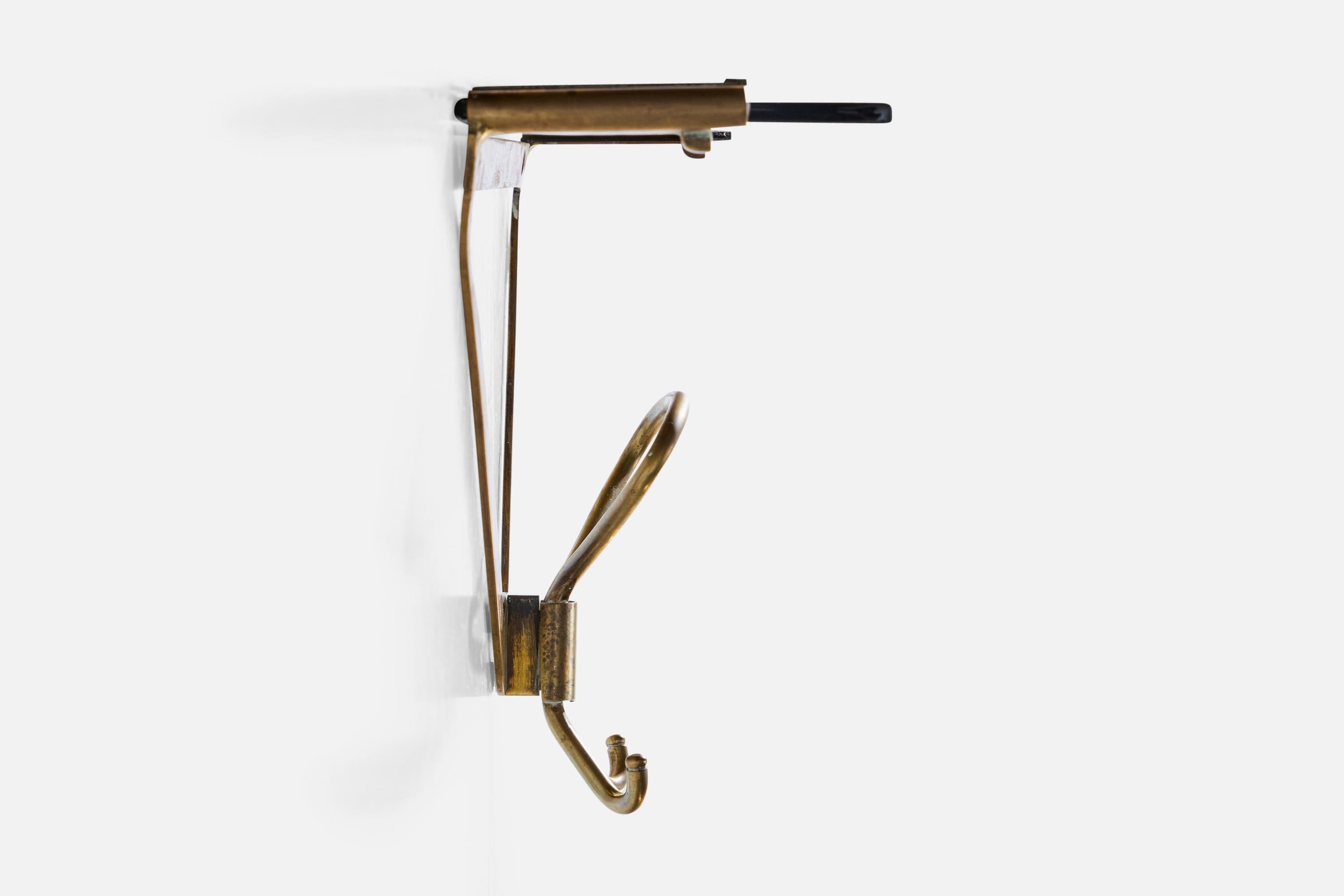 Mid-20th Century Italian Designer, Coat Hangers, Brass, Glass, Italy, 1950s For Sale