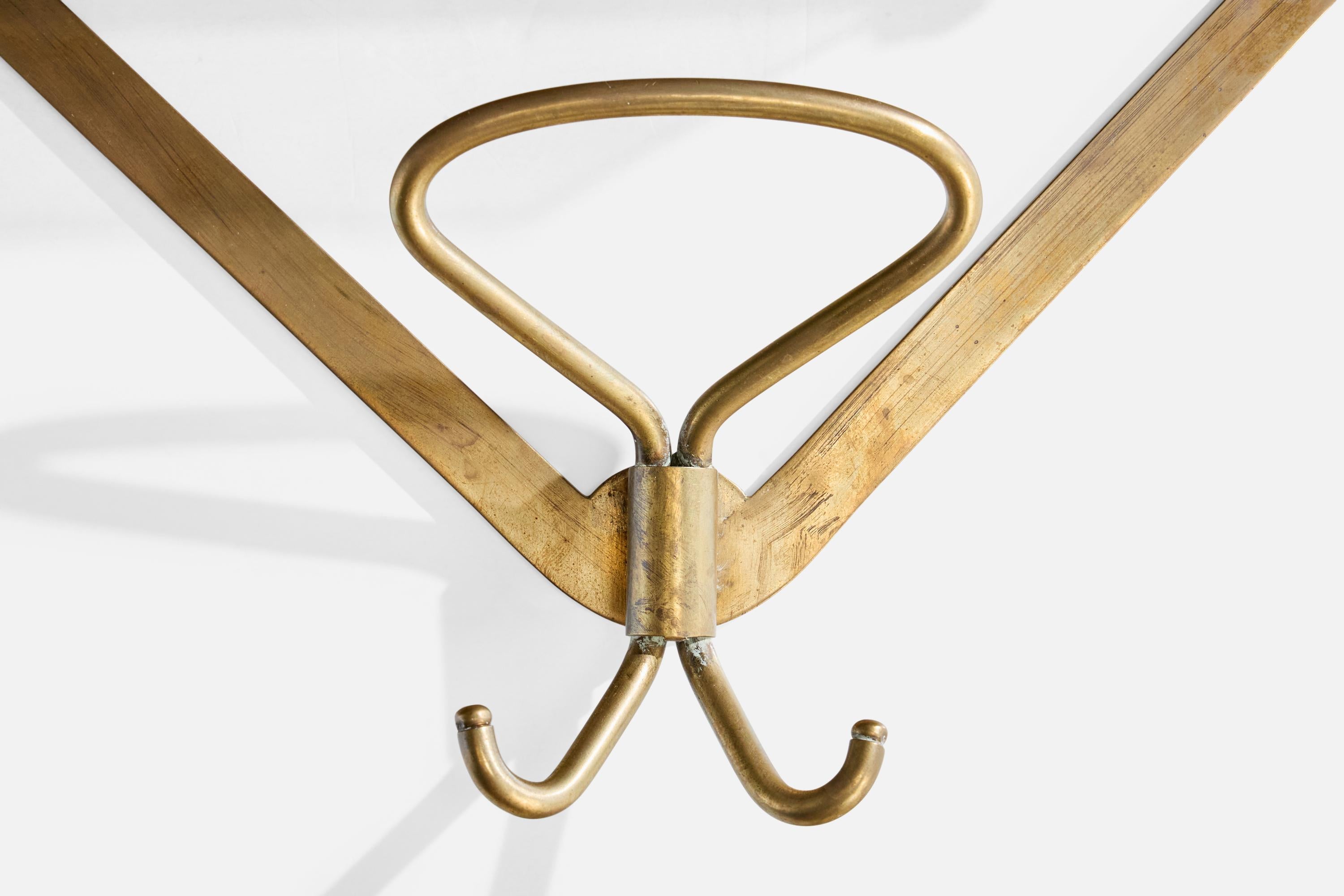 Italian Designer, Coat Hangers, Brass, Glass, Italy, 1950s For Sale 1