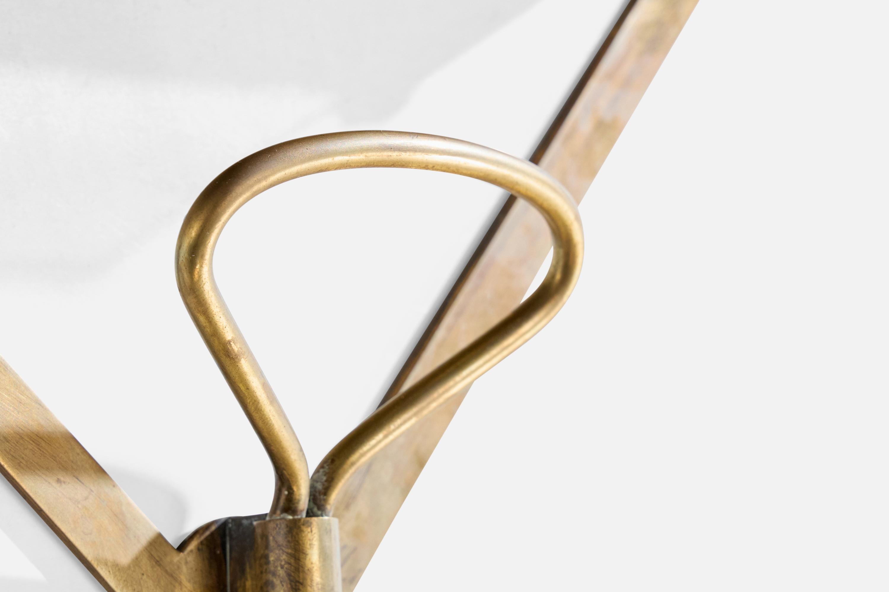 Italian Designer, Coat Hangers, Brass, Glass, Italy, 1950s For Sale 2