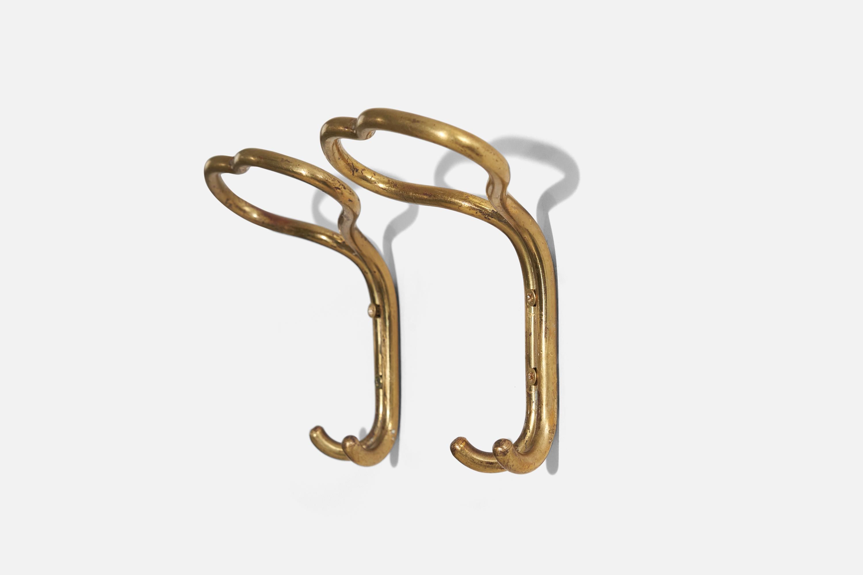 Mid-Century Modern Italian Designer, Coat Hangers, Brass, Italy, 1940s For Sale