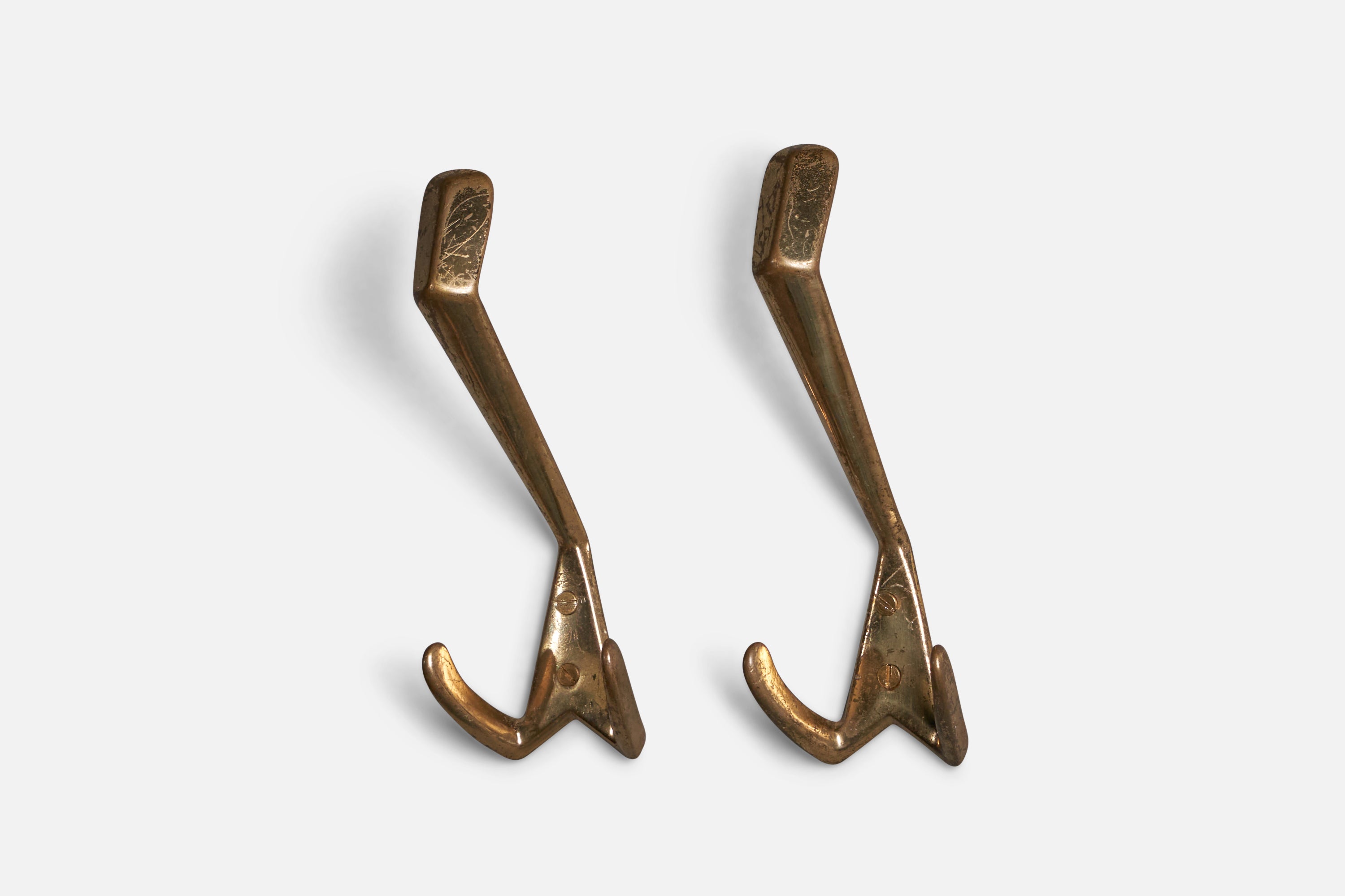 Italian Designer, Coat Hangers, Brass, Italy, 1940s In Good Condition For Sale In High Point, NC