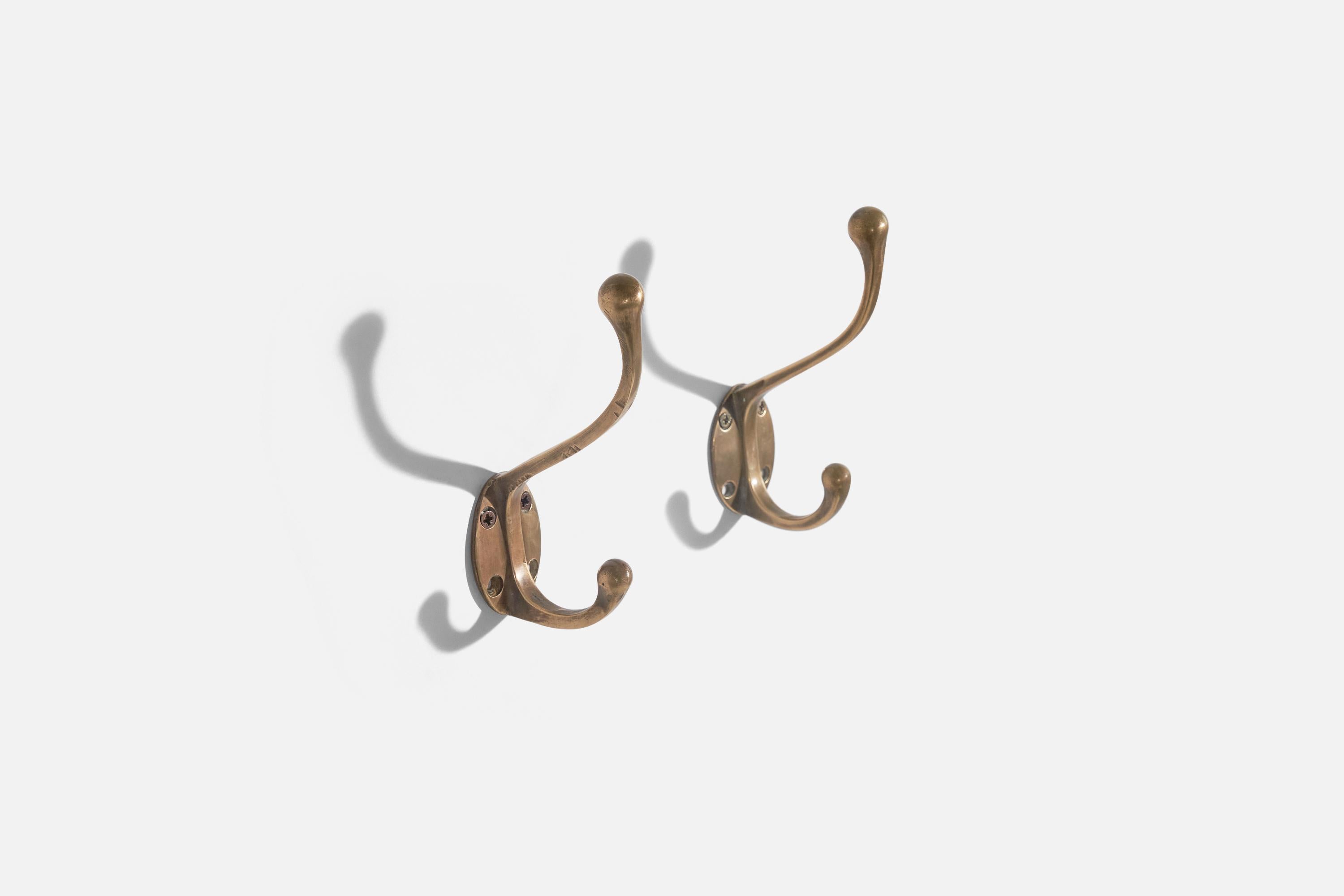 Mid-20th Century Italian Designer, Coat Hangers, Brass, Italy, 1940s For Sale