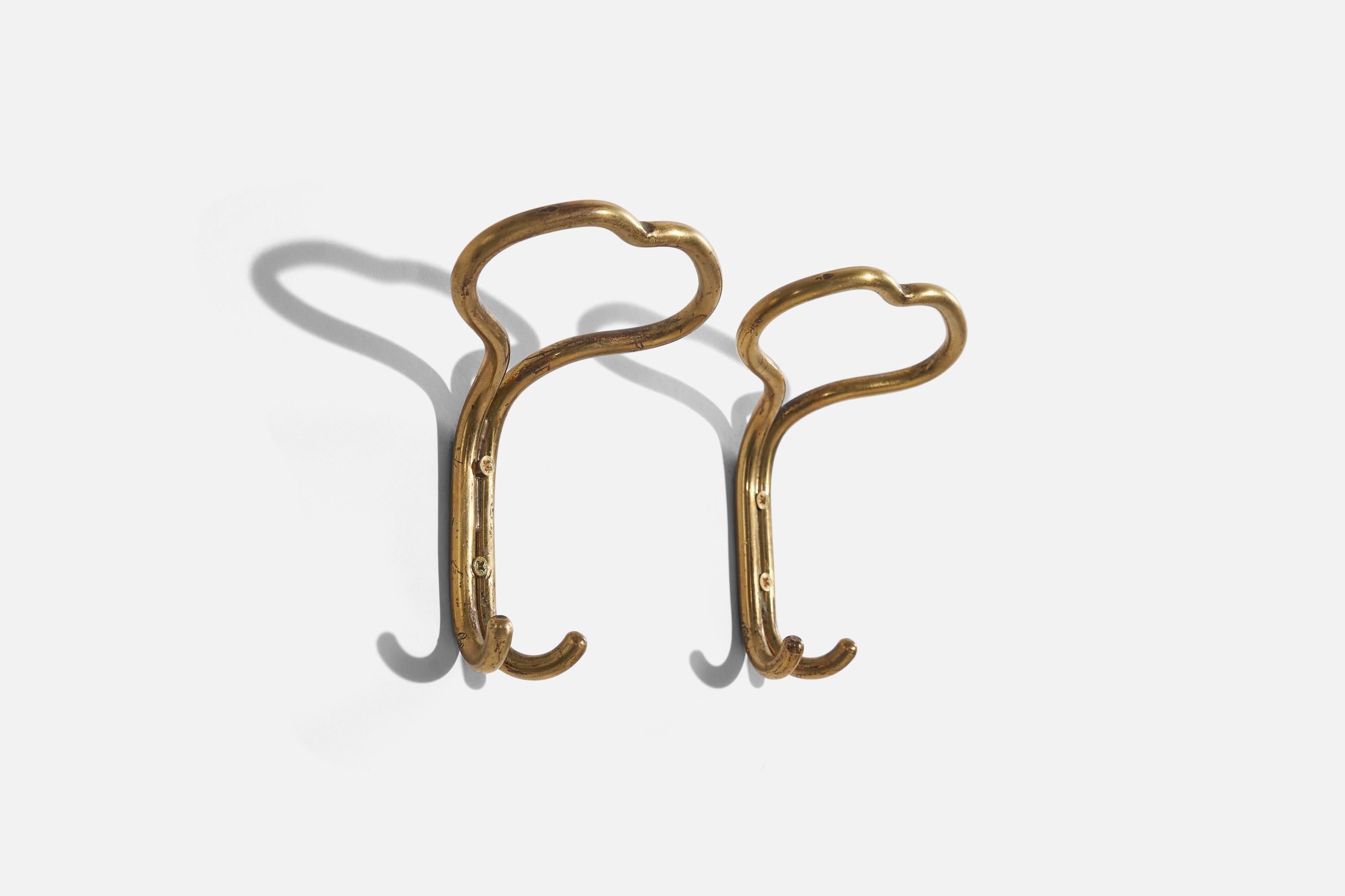 Mid-20th Century Italian Designer, Coat Hangers, Brass, Italy, 1940s For Sale