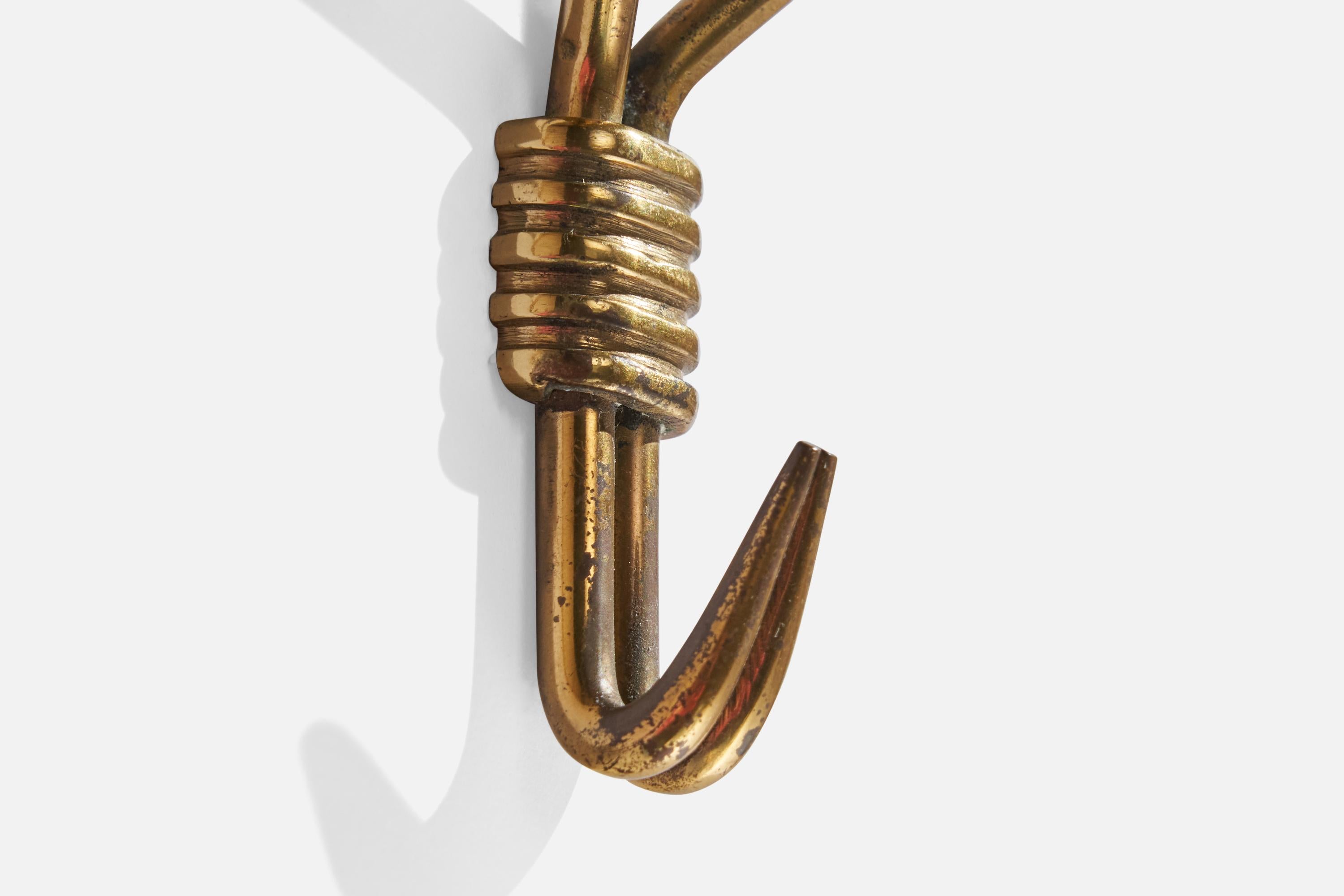 Italian Designer, Coat Hangers, Brass, Italy, 1940s For Sale 4
