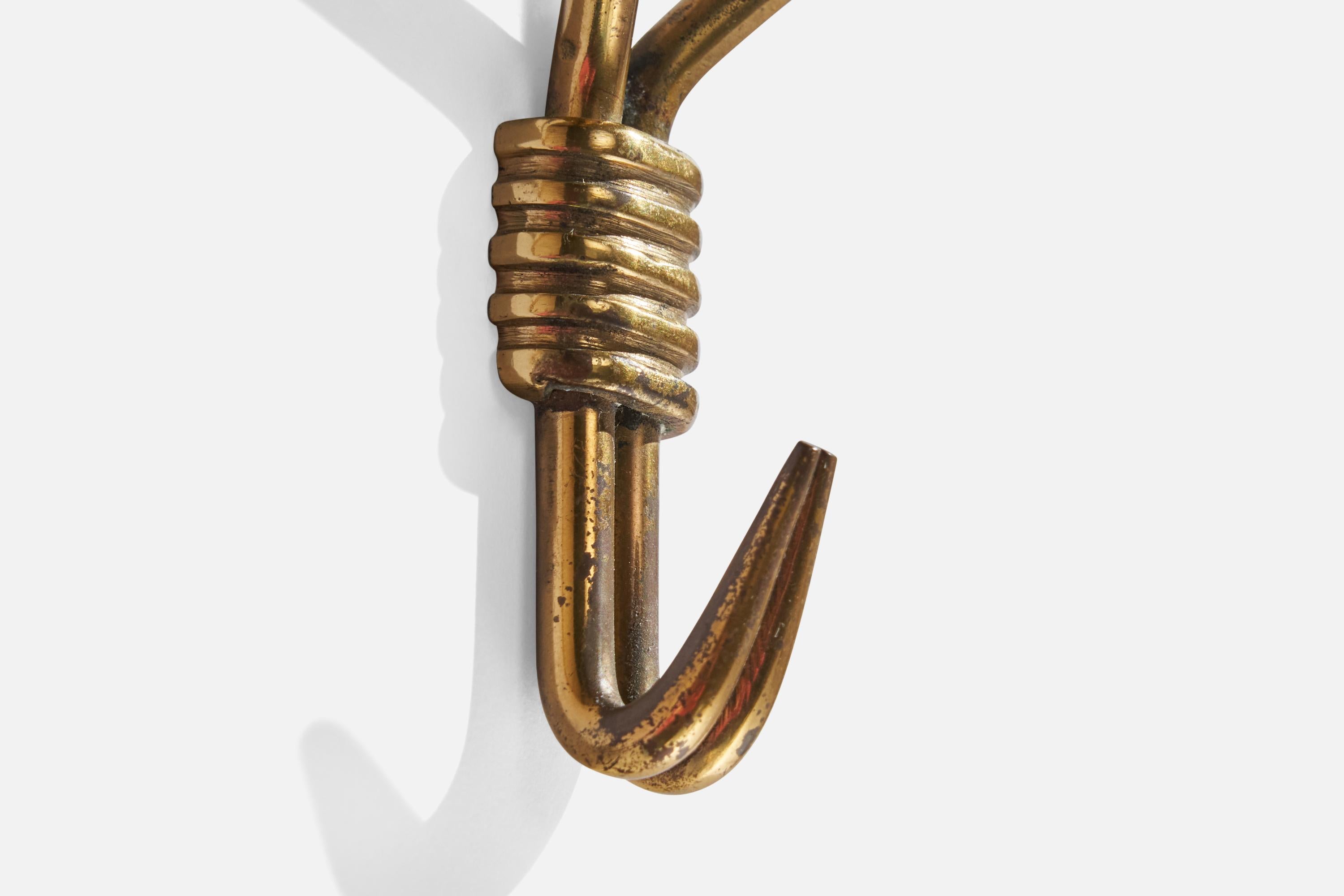 Italian Designer, Coat Hangers, Brass, Italy, 1940s For Sale 4