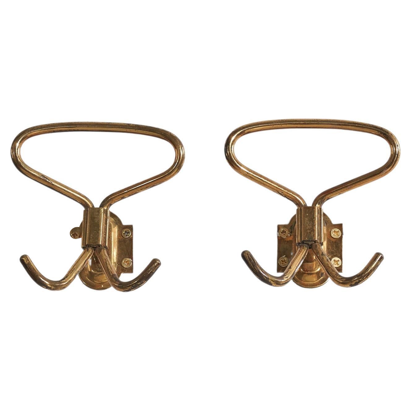 Italian Designer, Coat Hangers, Brass, Italy, 1940s