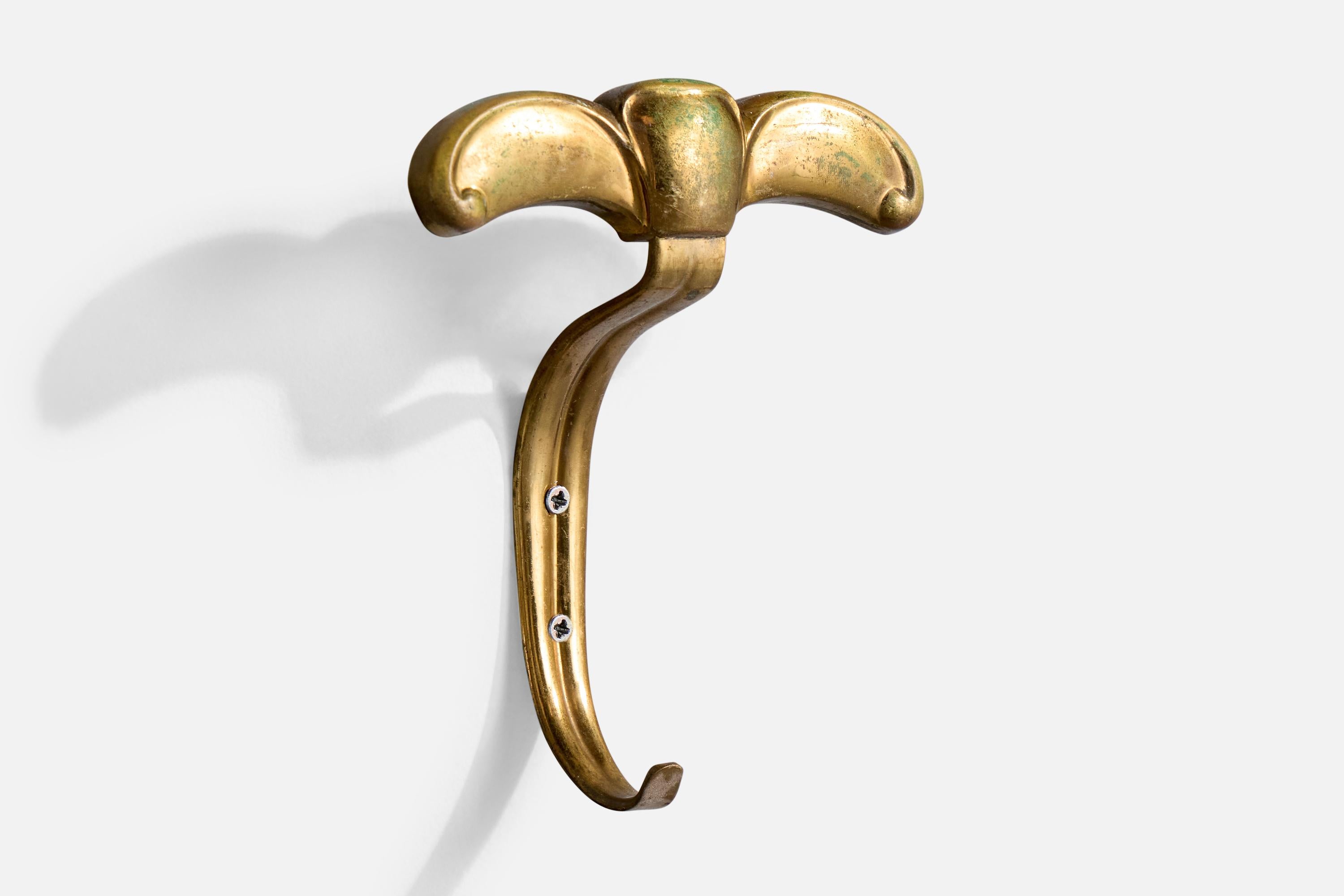 Mid-20th Century Italian Designer, Coat Hangers, Brass, Italy, 1950s For Sale