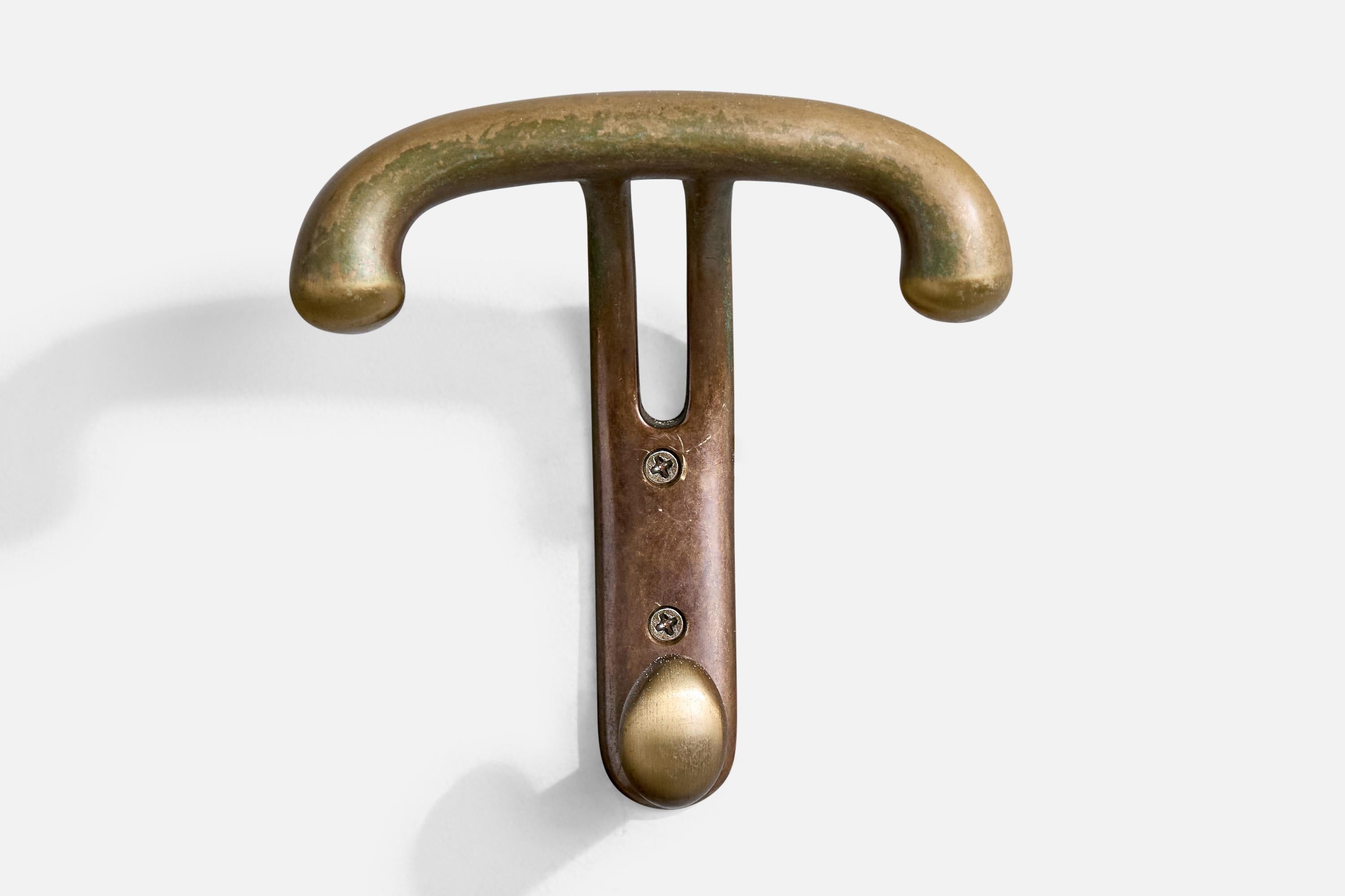 Diseñador italiano, perchas, latón, Italia, años 1950 en Bueno estado para la venta en High Point, NC