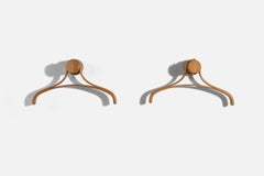 Italian Designer, Coat Hangers, Oak, Italy, 1960s