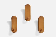 Italian Designer, Coat Hangers, Oak, Italy, 1970s