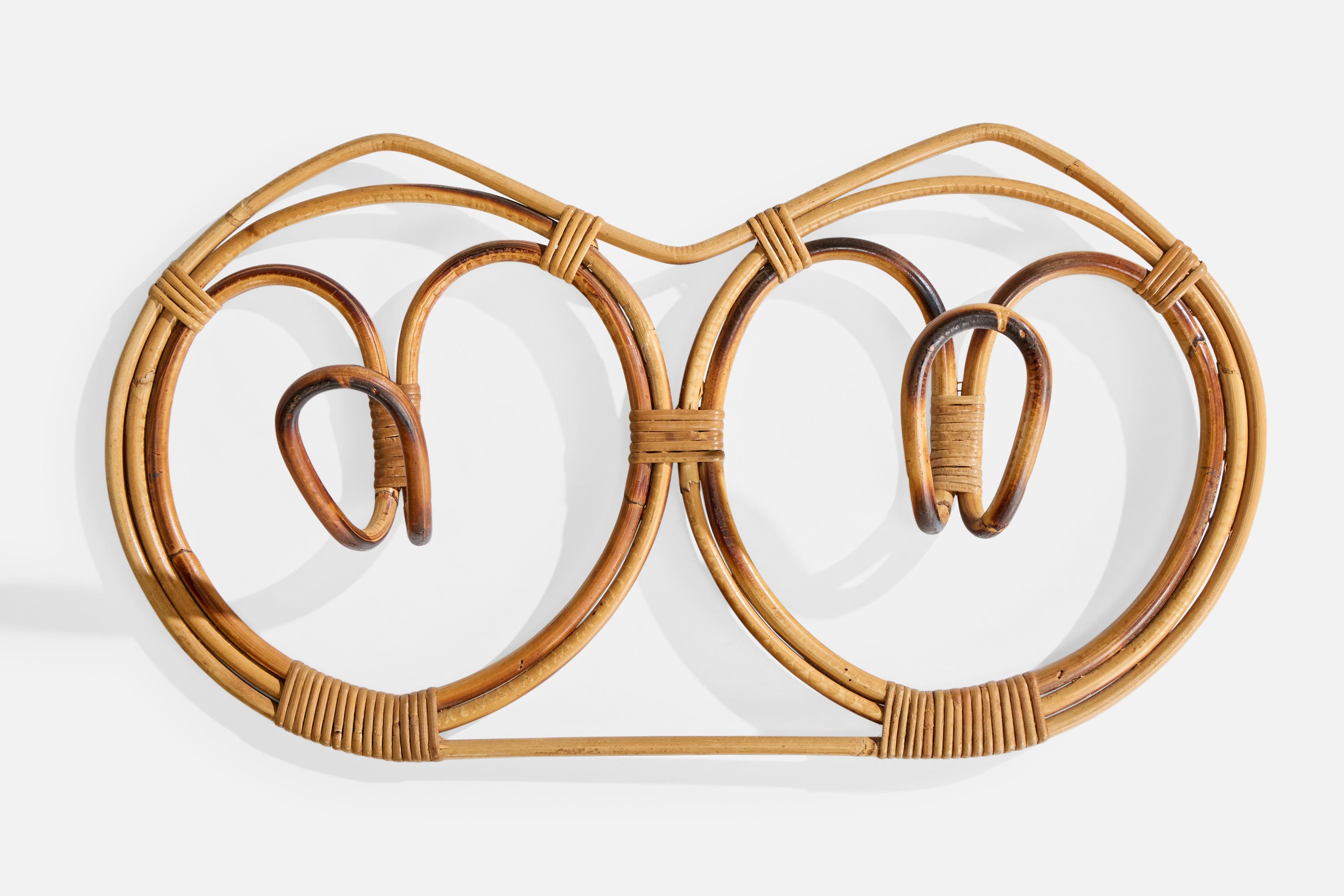 Mid-Century Modern Italian Designer, Coat Rack, Bamboo, Rattan, Italy, 1960s For Sale