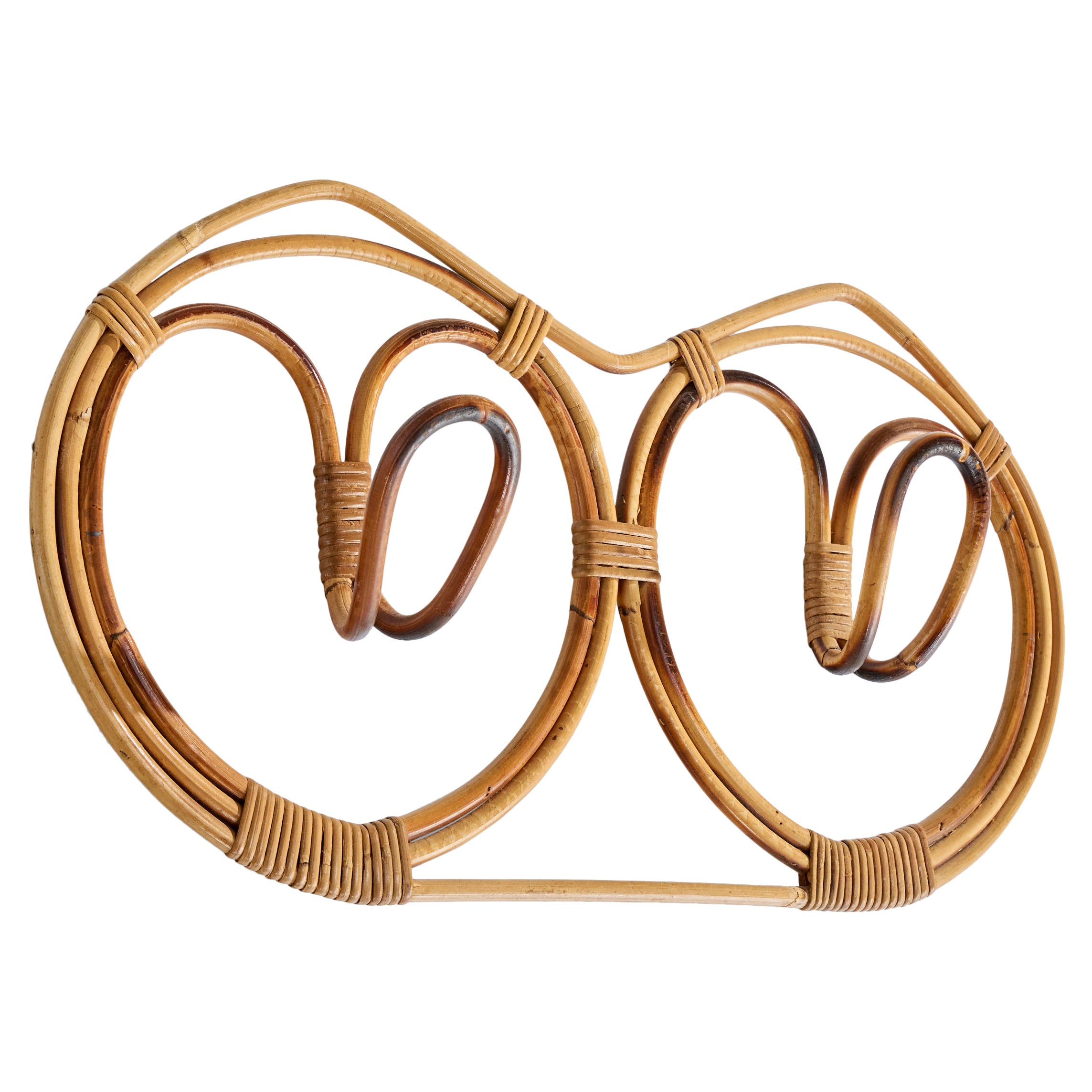 Appendiabiti di design italiano, bambù, rattan, Italia, anni '60