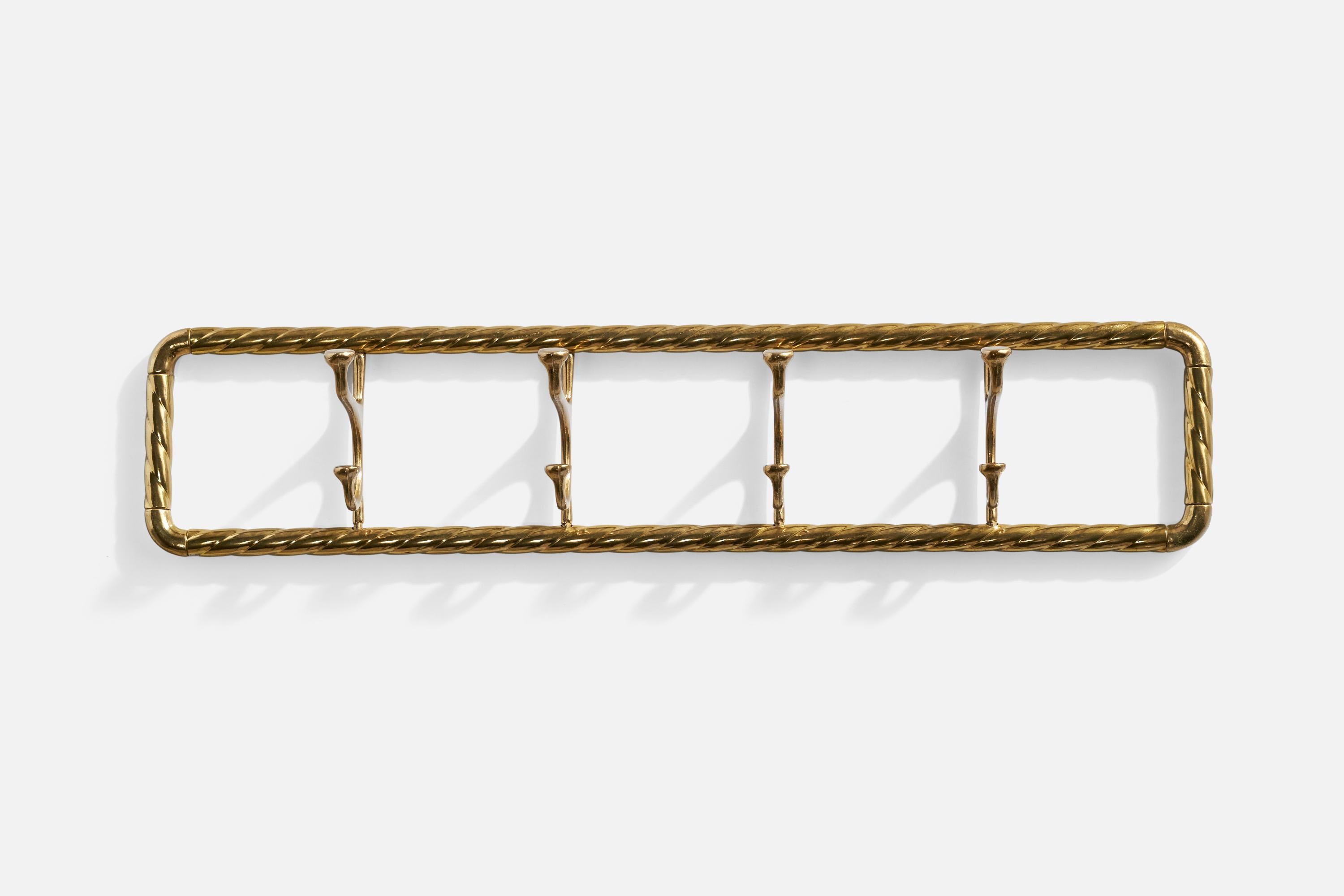 Italian Designer, Coat Rack, Brass, Italy, 1940s In Good Condition For Sale In High Point, NC
