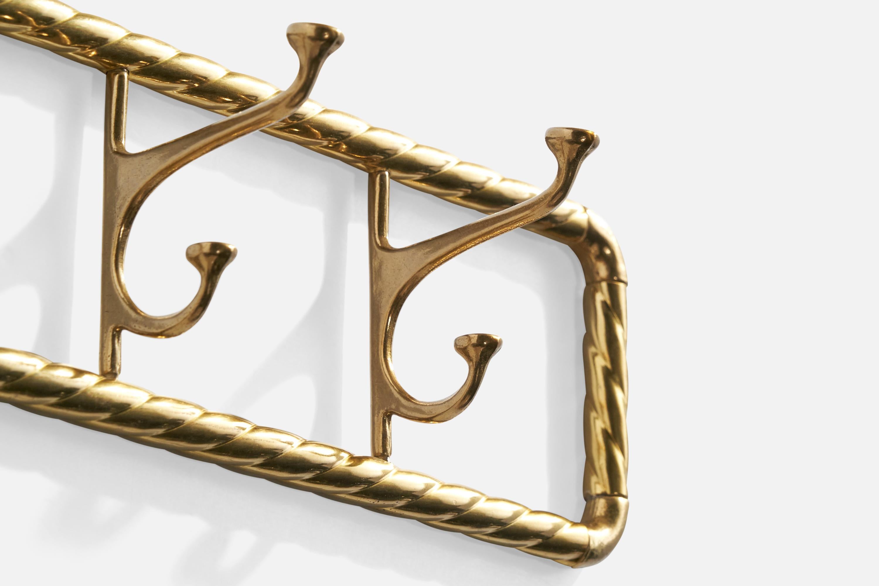 Italian Designer, Coat Rack, Brass, Italy, 1940s For Sale 1