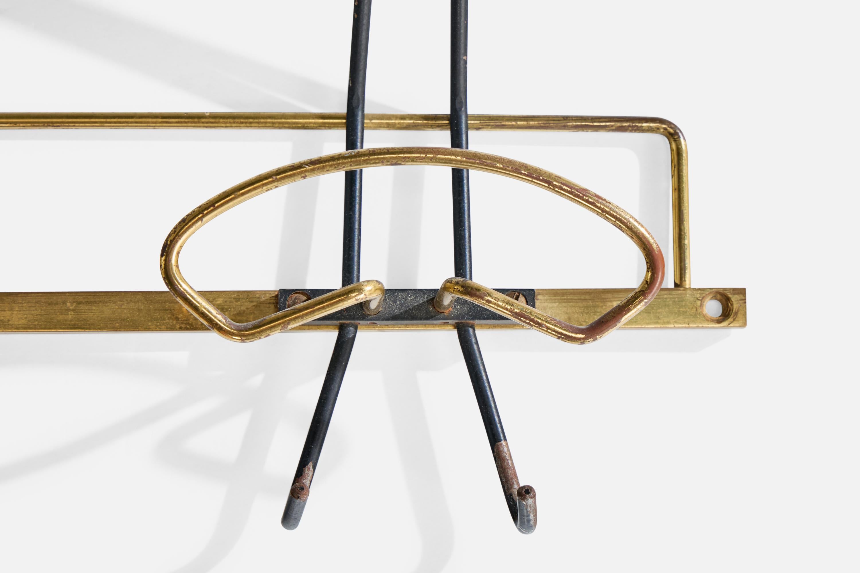 Metà XX secolo Appendiabiti di design italiano, ottone, metallo, Italia, anni '50 in vendita