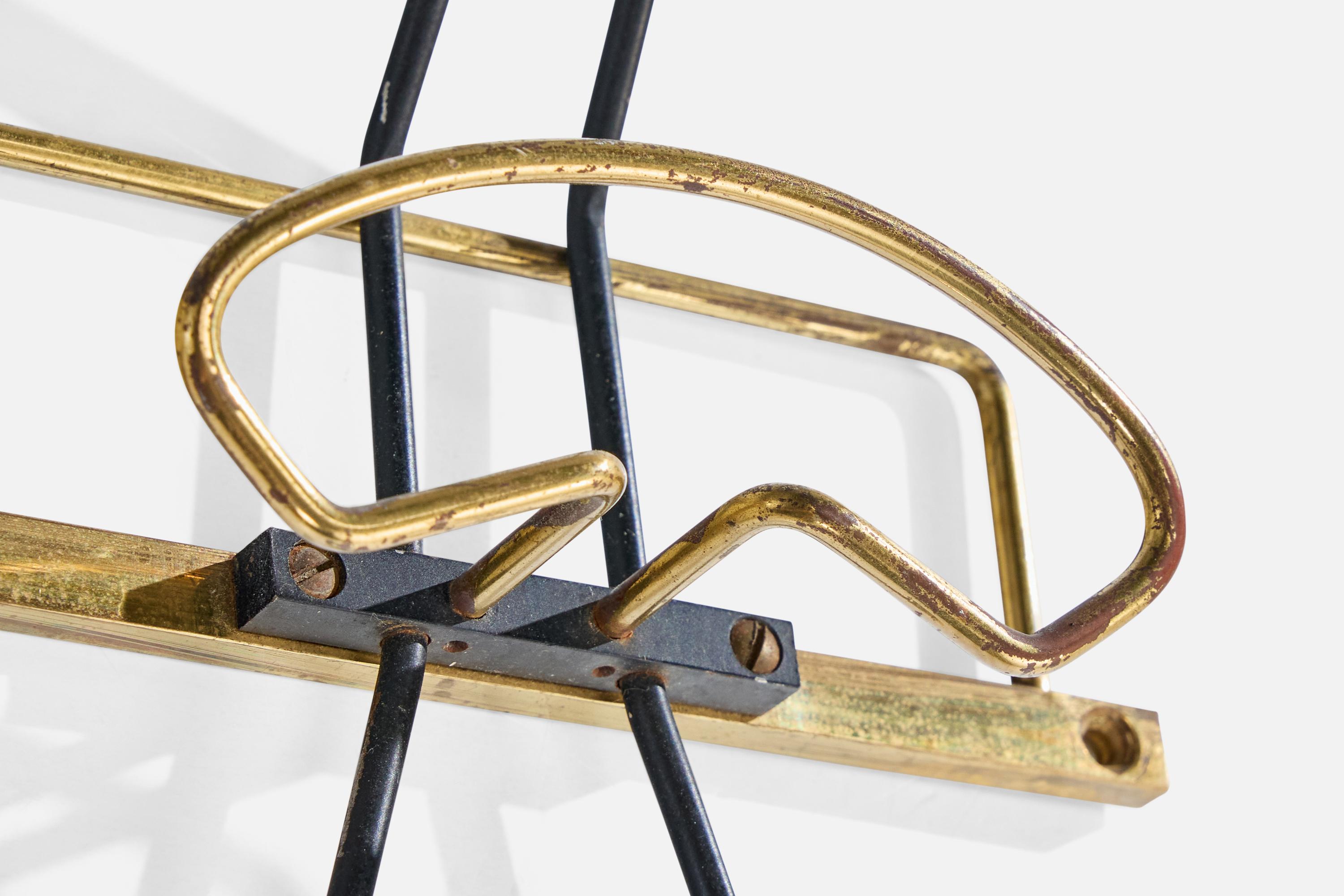 Metallo Appendiabiti di design italiano, ottone, metallo, Italia, anni '50 in vendita