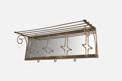 Italian Designer, Coat Rack, Brass, Mirror, Italy, 1940s