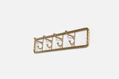 Italian Designer, Coat Rack With Rotating Hooks, Brass, Italy, 1940s