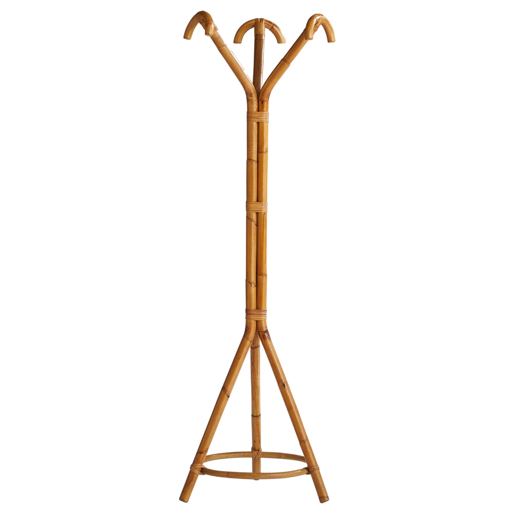 Appendiabiti di design italiano, bambù, rattan, Italia, anni '60