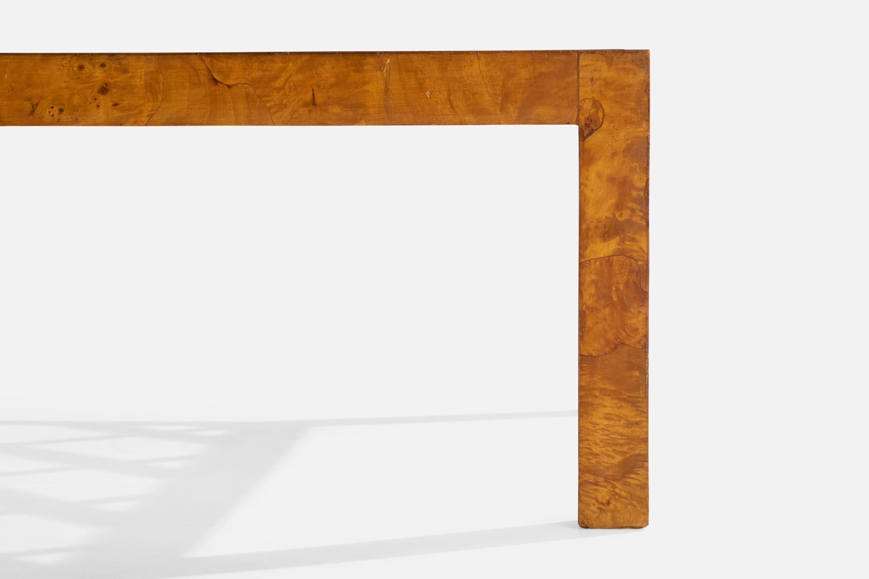 Diseñador italiano, Mesa de centro, Burl, Cristal, Italia, Años 30 mediados del siglo XX