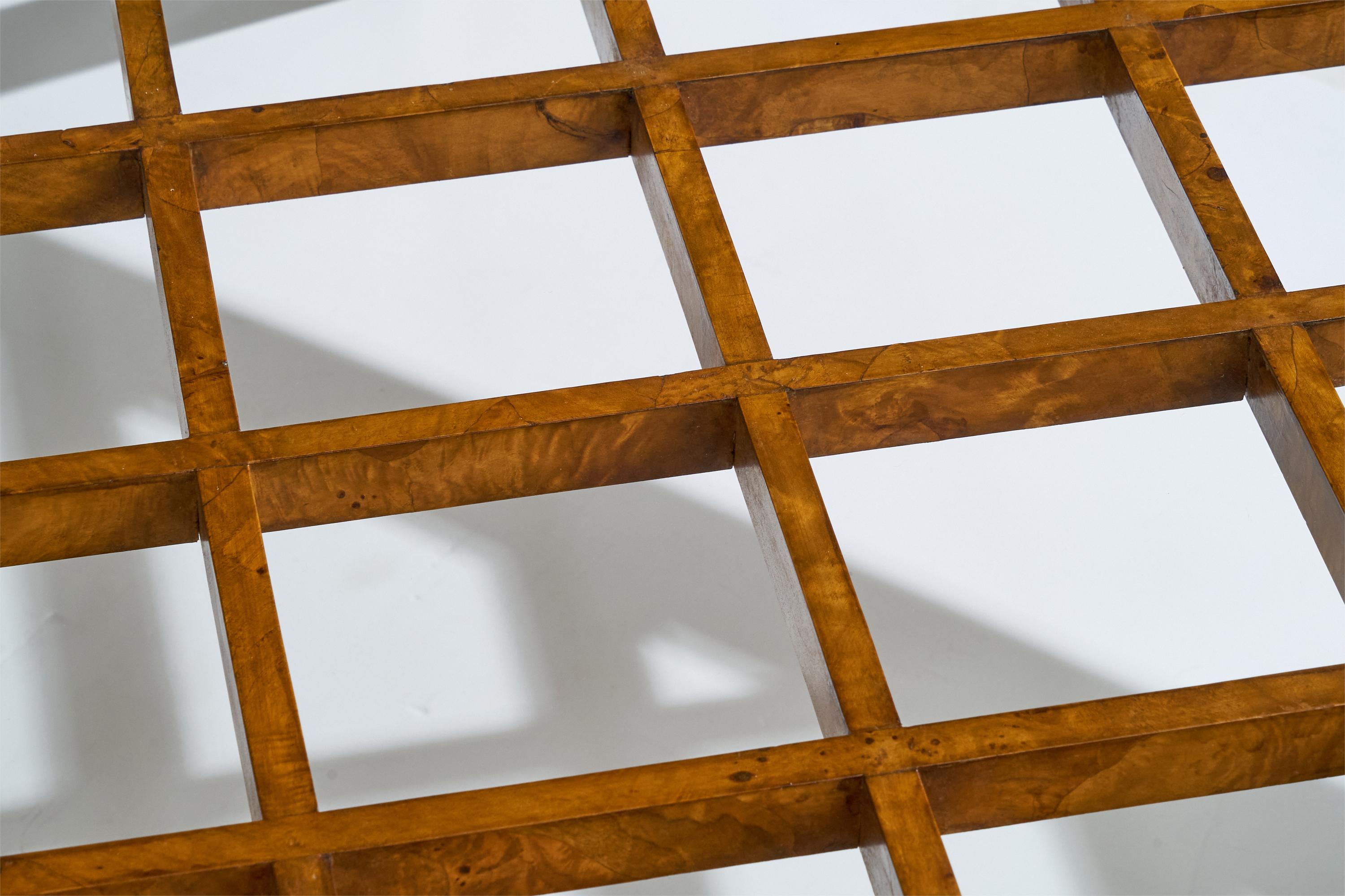 Diseñador italiano, Mesa de centro, Burl, Cristal, Italia, Años 30 Vidrio