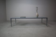 Italian designer coffee table by Baleri Italia – frosted glass & steel – 1990s