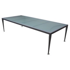 Italian designer coffee table by Baleri Italia – frosted glass & steel – 1990s