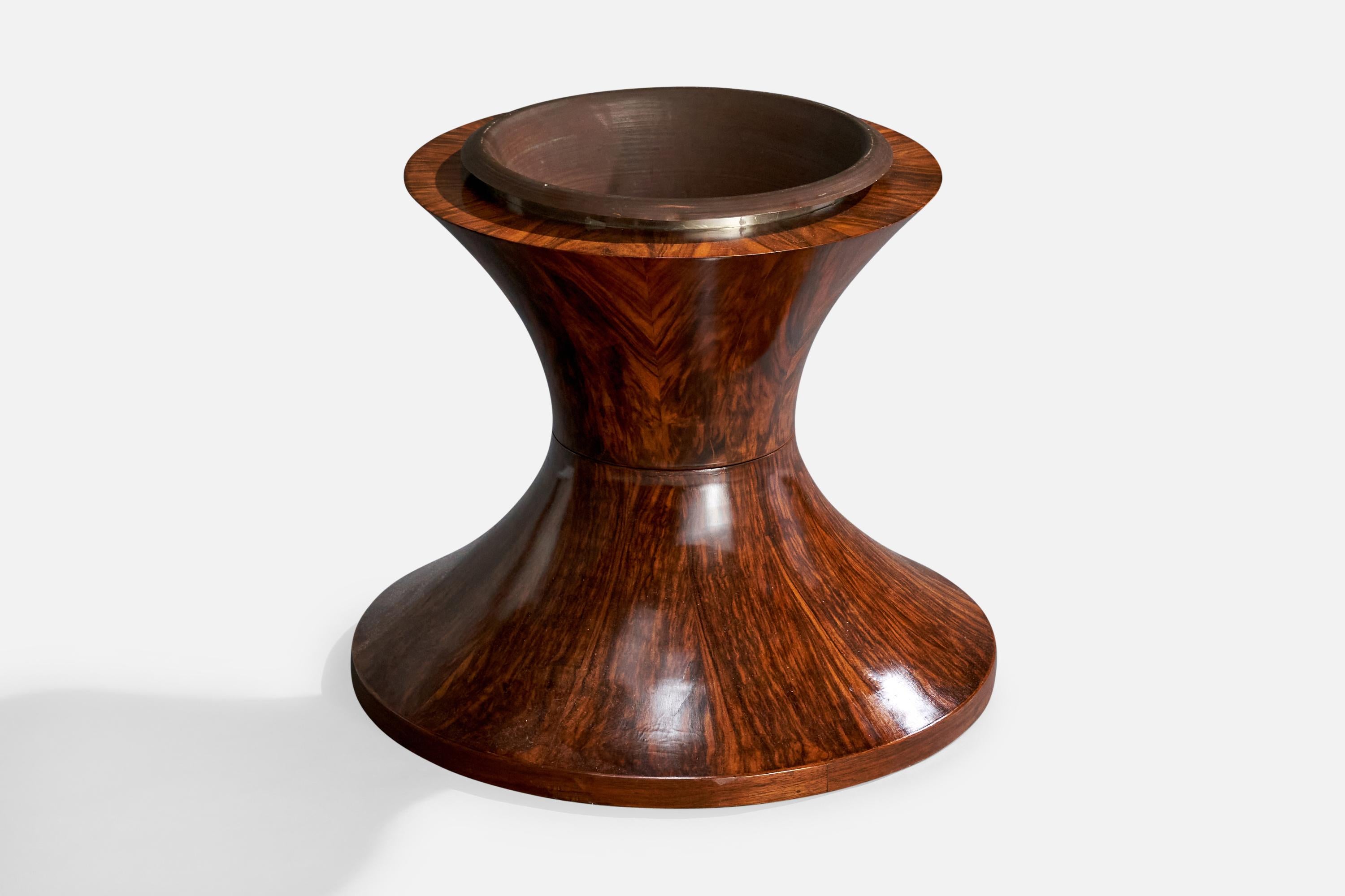 Tavolino di design italiano, vetro, palissandro, ottone, Italia, anni '50 in vendita 1