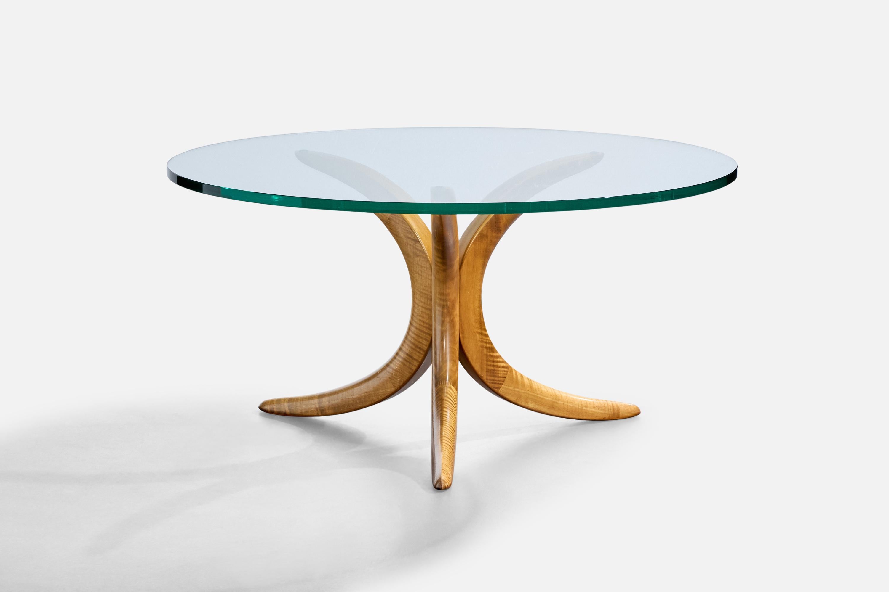 Mid-Century Modern Designer italien, table basse, acajou, verre, Italie, années 1970 en vente