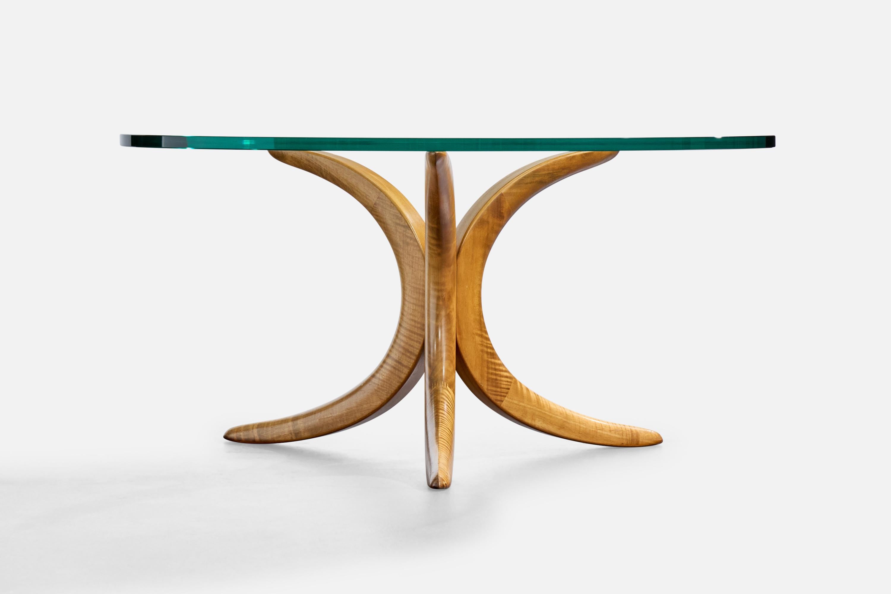 Designer italien, table basse, acajou, verre, Italie, années 1970 Bon état - En vente à High Point, NC