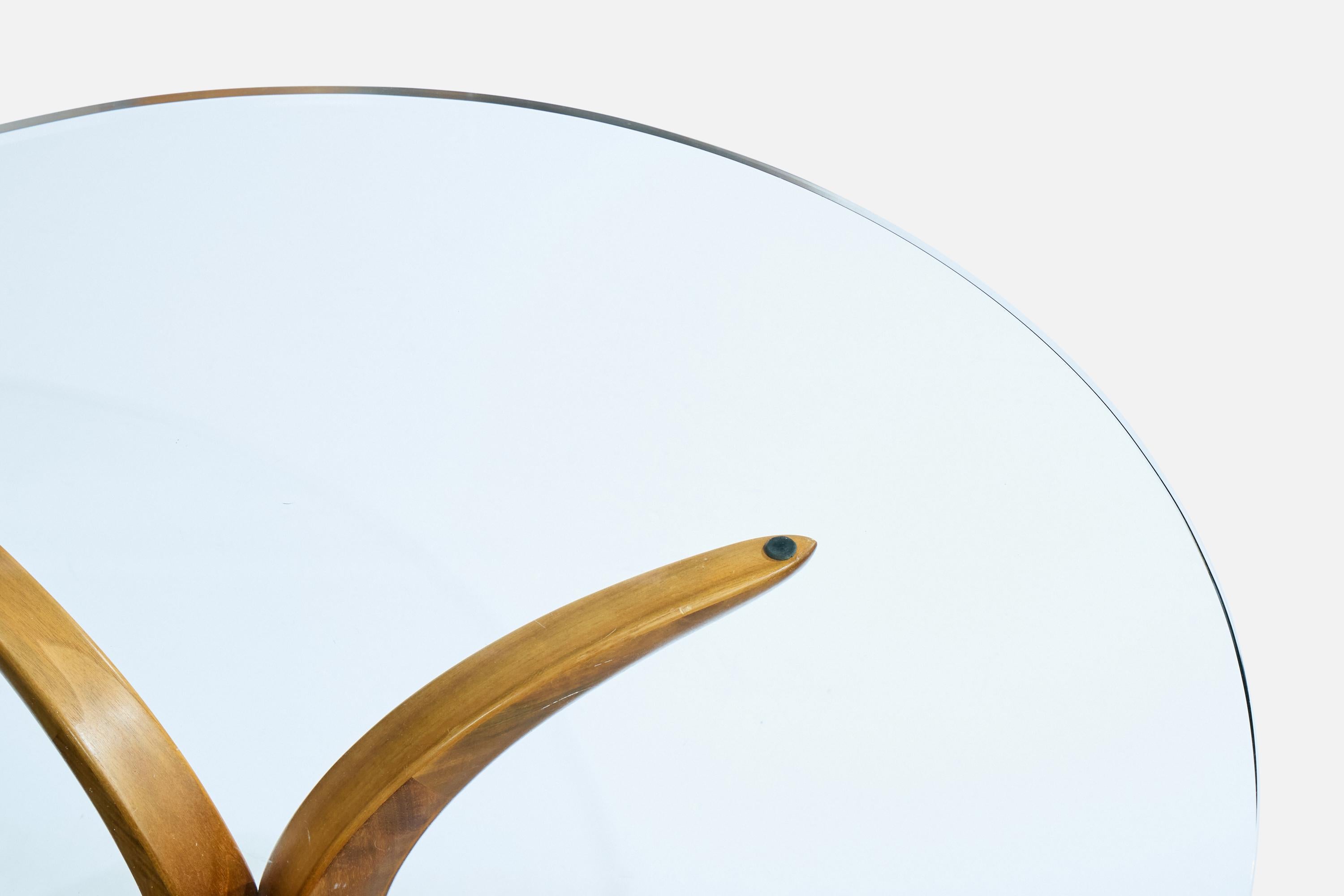 Fin du 20e siècle Designer italien, table basse, acajou, verre, Italie, années 1970 en vente