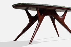 Italian Designer, Coffee Table, Marble, Wood, Italy, 1950s