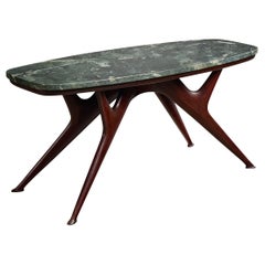 Italian Designer, Coffee Table, Marble, Wood, Italy, 1950s
