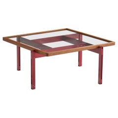 Italian Designer, Coffee Table, Metal, Teak, Glass, Italy, 1960s