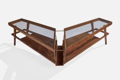 Designer italiano, tavolino, legno, ottone, vetro, Italia, anni ’50