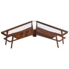 Italian Designer, Coffee Table, Wood, Brass, Glass, Italy, 1950s