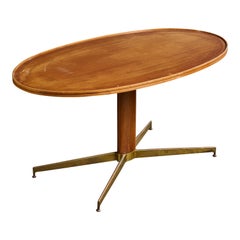 Italian Designer, Coffee Table, Wood, Brass, Italy, 1950s