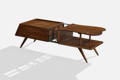 Italian Designer, Coffee Table, Wood, Iron, Brass, Italy, 1950s