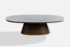 Italian Designer, Coffee Table, Wood, Marble, Italy, 1940s