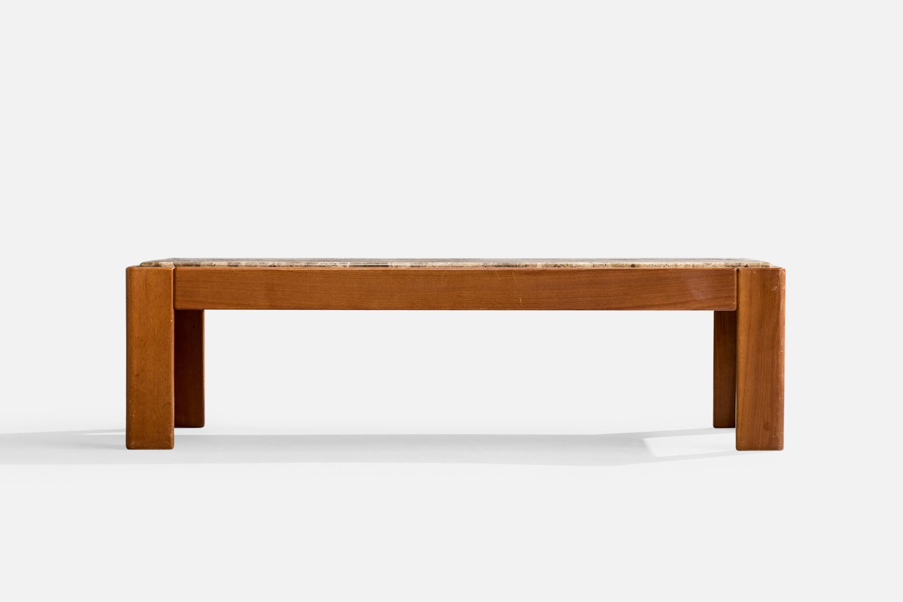 Designer italien, table basse, Wood, marbre, Italie, années 1970 Bon état - En vente à High Point, NC