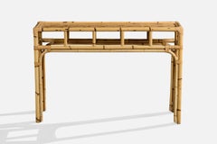 Italian Designer, Console Table, Bamboo, Rattan, Italy, 1970s