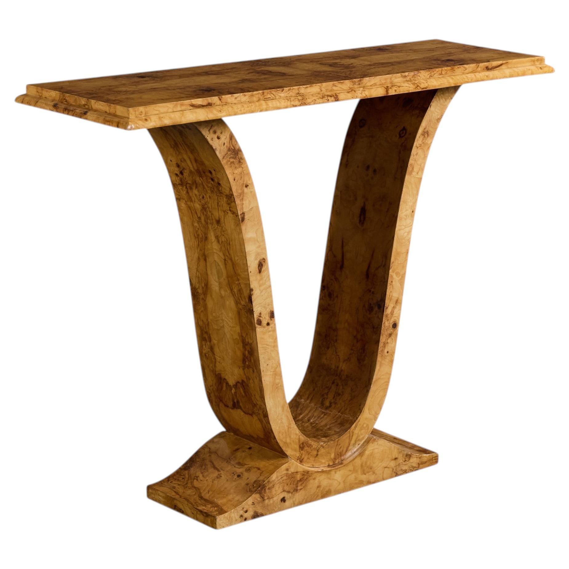 Italian Designer, Console Table, Burl, Italy, 1930s