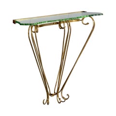 Italian Designer, Console Table, Glass, Brass, Italy, 1930s