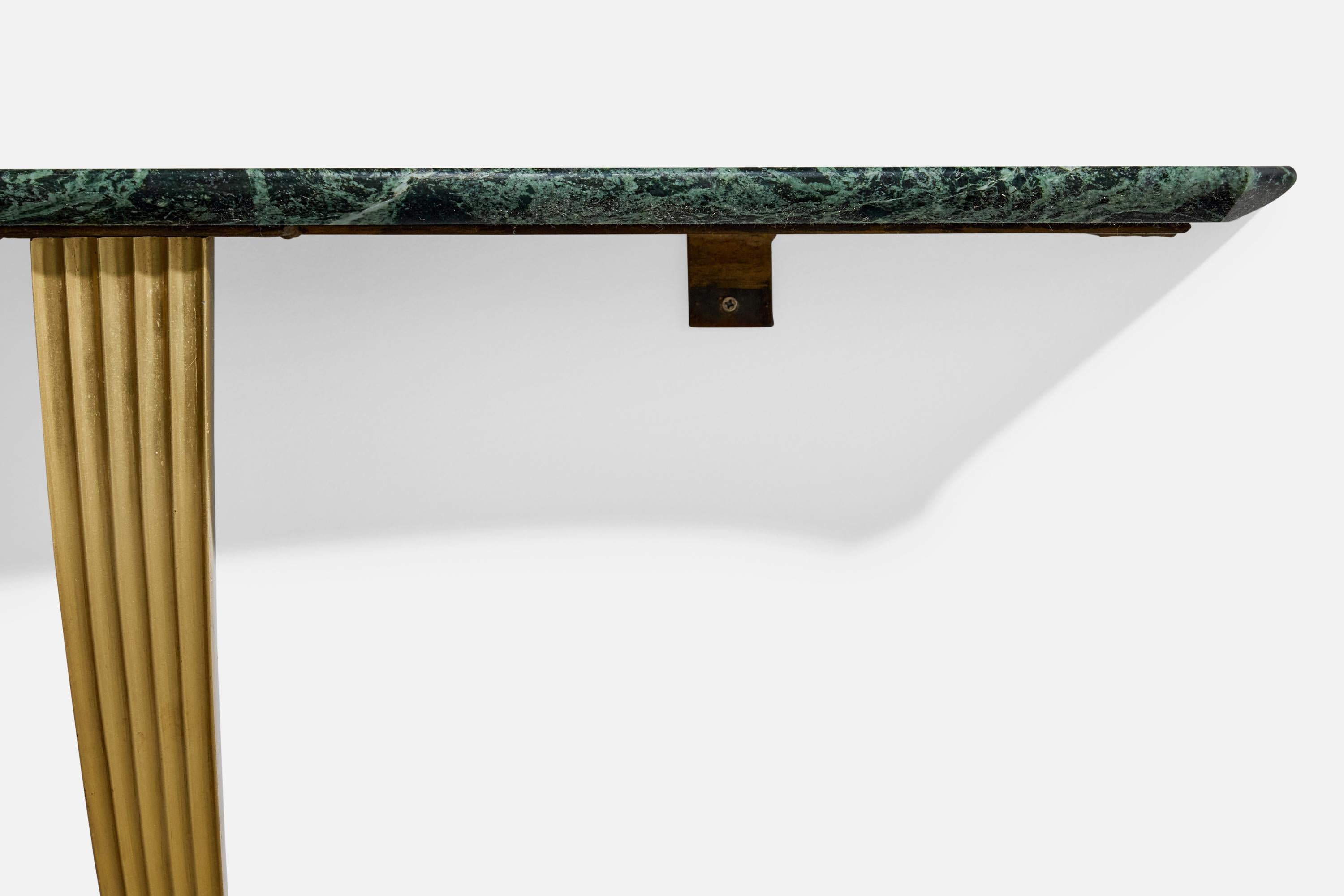 Mid-20th Century Italian Designer, Console Table, Marble, Brass, Italy, 1950s For Sale