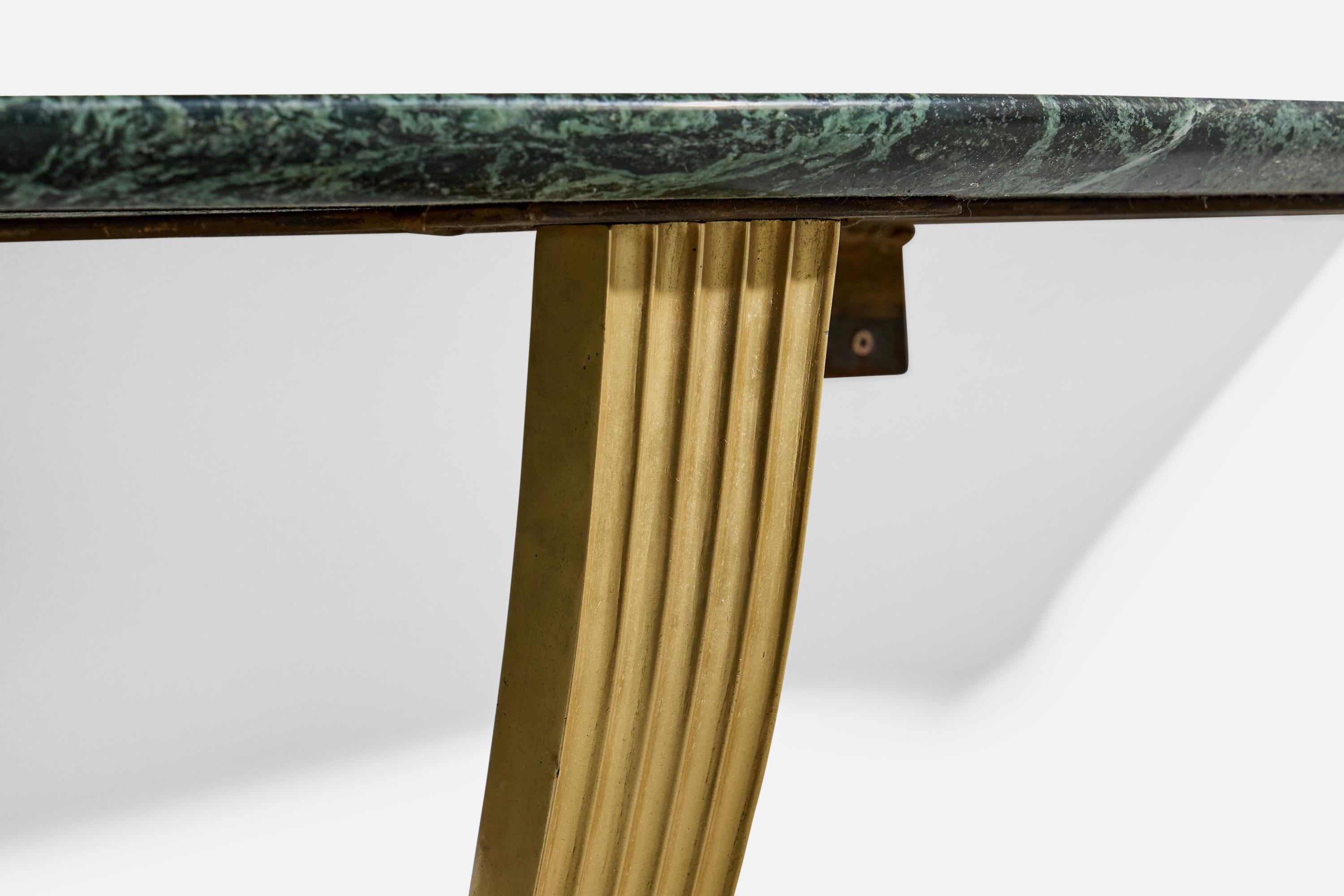 Italian Designer, Console Table, Marble, Brass, Italy, 1950s For Sale 1