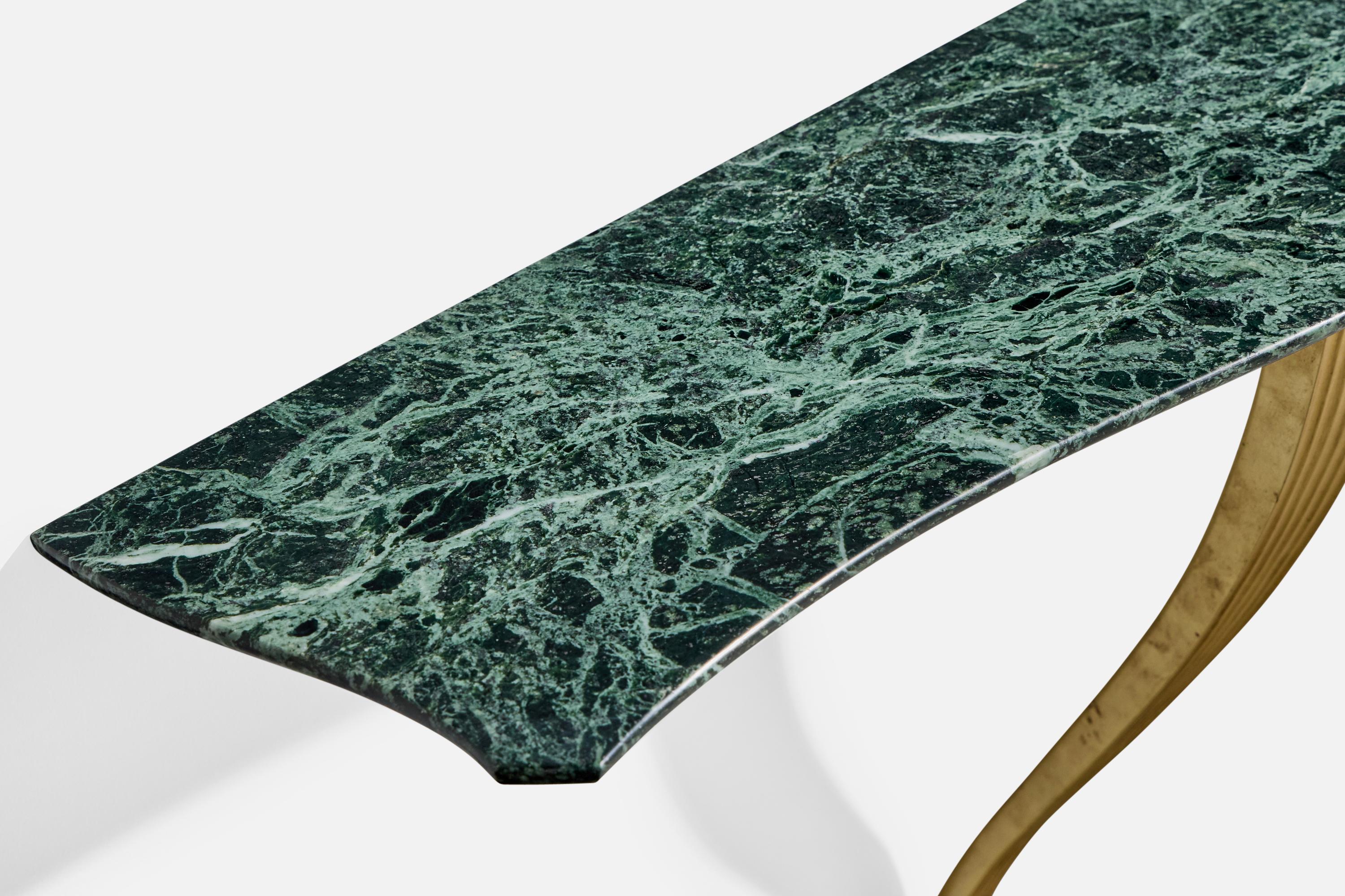 Italian Designer, Console Table, Marble, Brass, Italy, 1950s For Sale 4