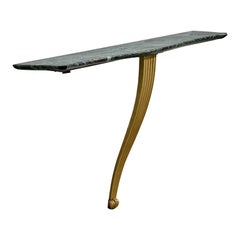 Italian Designer, Console Table, Marble, Brass, Italy, 1950s