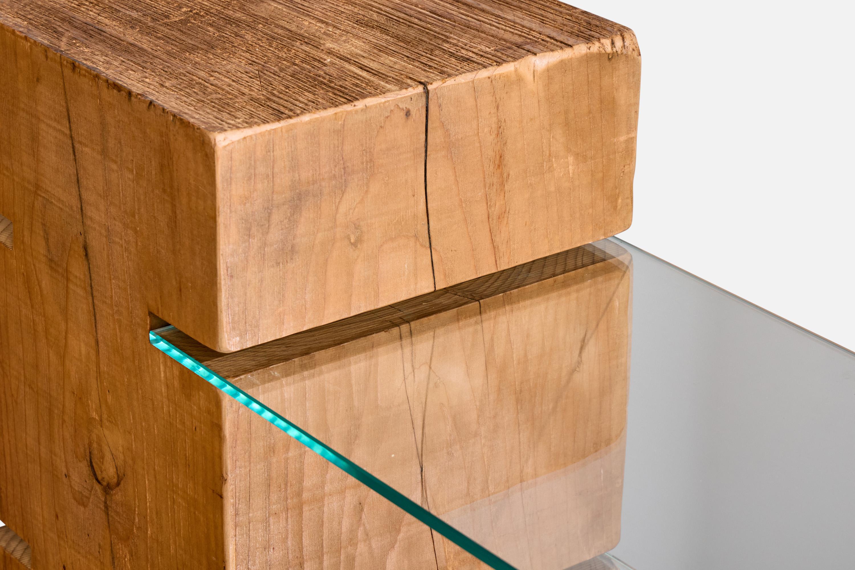 Italian Designer, Console Table, Pine, Glass, Italy, 1980s im Angebot 7