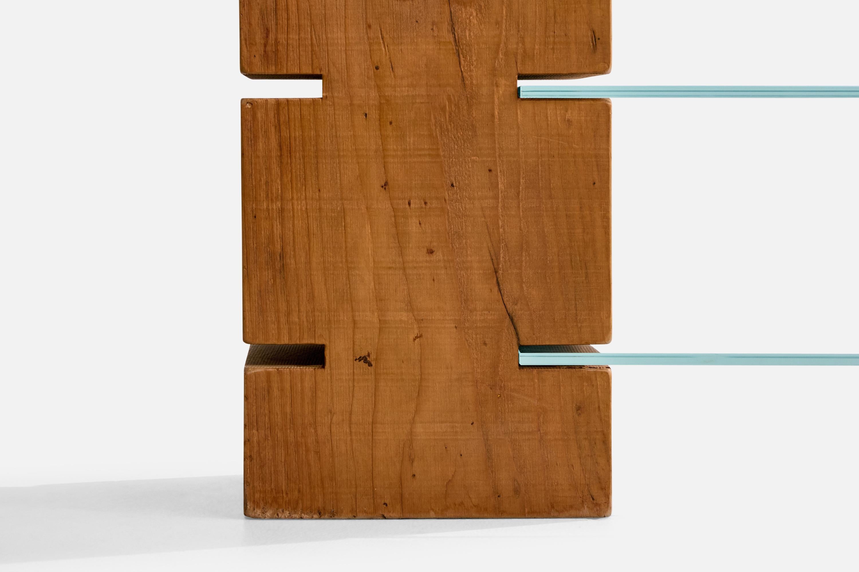 Italian Designer, Console Table, Pine, Glass, Italy, 1980s im Angebot 8